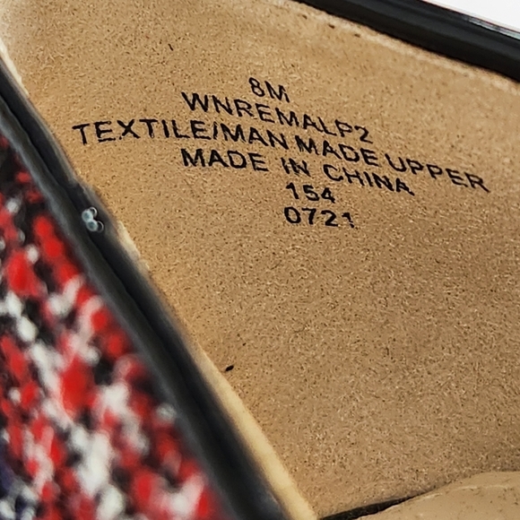 Nine West Red Plaid Slip-on Block Heel Loafers Shoes Size 8 - Picture 11 of 11